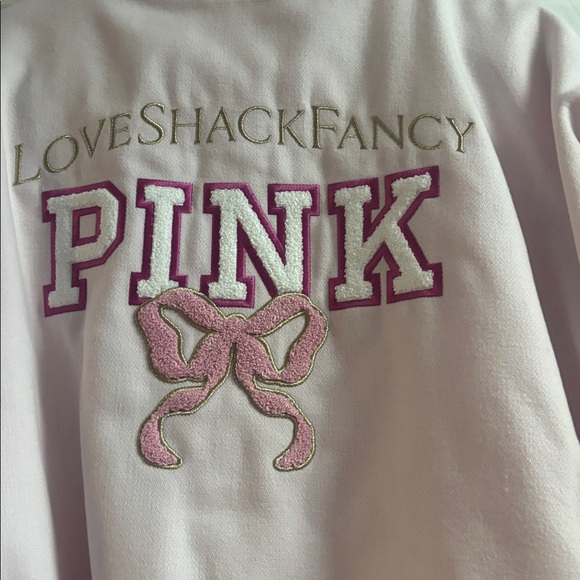 🎀 NWT  XL 🎀 PINK x Love Shack Fancy Reissued Varsity Jacket MSRP $199.95 - Picture 5 of 6